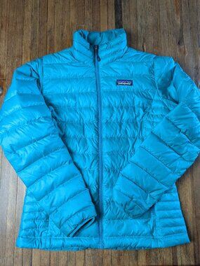 Patagonia Women's Down Jacket Coat Small Teal Excellent!